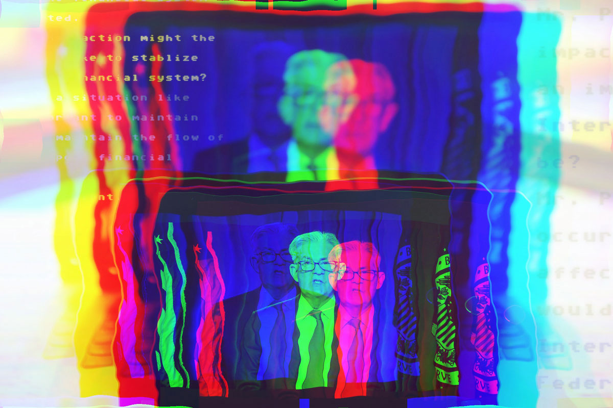 对杰罗姆·鲍威尔（Jerome Powell）的超现实，AI驱动模拟的采访